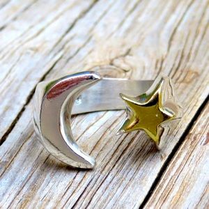 ✨Vintage Mexico Crescent Moon & Star Wrap Ring🌙
